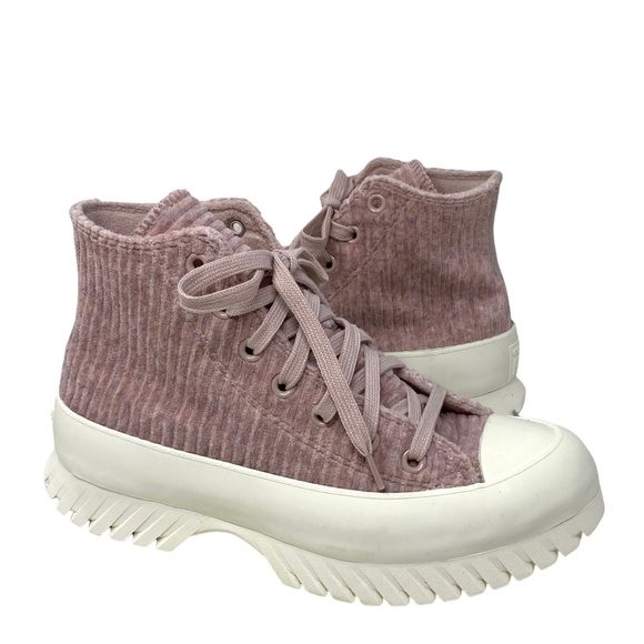 Converse Chuck Taylor Lugged 2.0 High Top Velour Pink Women's Sneakers A03243C - Picture 3 of 7